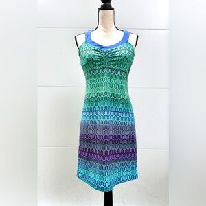 Prana Floral Patterned Midi Dress - Green and Blue